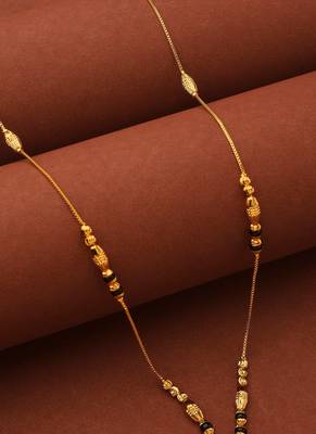 Simple Gold Chain Mangalsutra with Small Gold and Black Beads 2