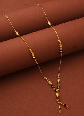 Simple Gold Chain Mangalsutra with Small Gold and Black Beads 1