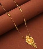 Gold-Plated Traditional Tali Mangalsutra with Floral Pendant