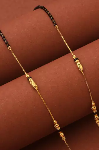 Gold-Plated Traditional Tali Mangalsutra with Floral Pendant