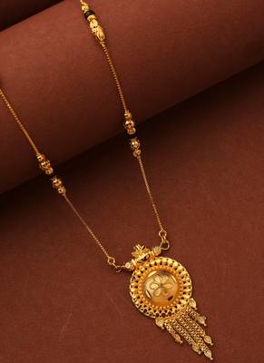 Gold-Plated Traditional Tali Mangalsutra with Floral Pendant 4