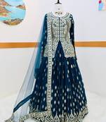 Teal Colour New Designer Party Indo Lehenga Choli Set