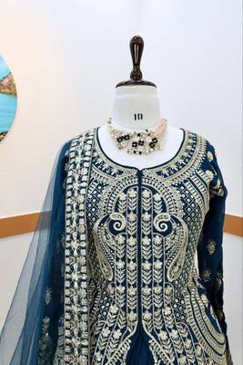 Teal Colour New Designer Party Indo Lehenga Choli Set 2