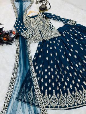 Teal Colour New Designer Party Indo Lehenga Choli Set 4