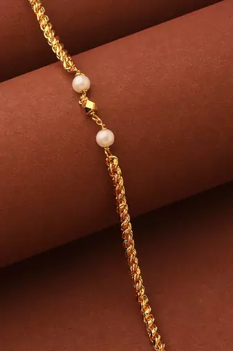 Gold Plated Necklace With White Beads