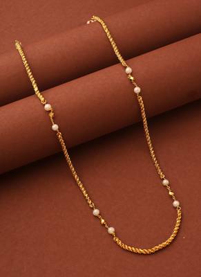 Gold Plated Necklace With White Beads 1