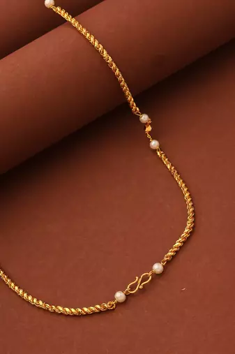 Gold Plated Necklace With White Beads