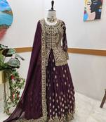 Wine Colour New Designer Party Indo Lehenga Choli Set