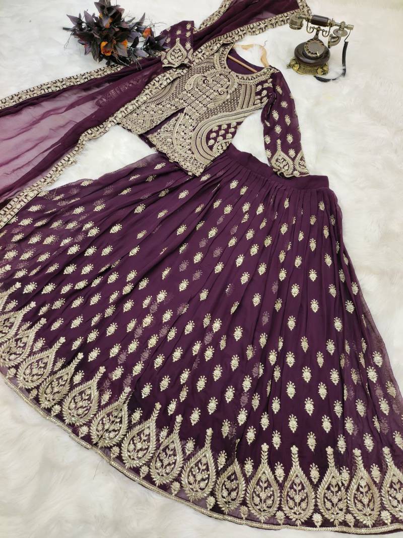 Wine Colour New Designer Party Indo Lehenga Choli Set