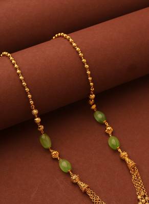 Gold Necklace With Green beads 3