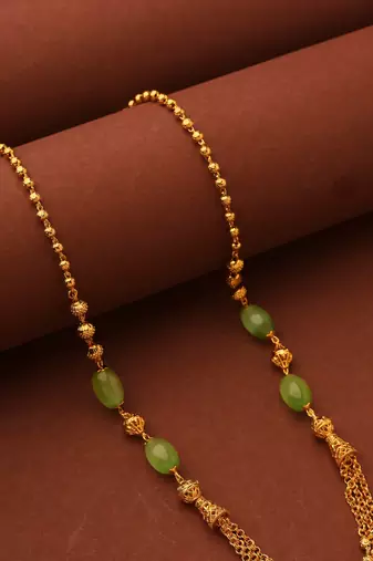 Gold Necklace With Green beads