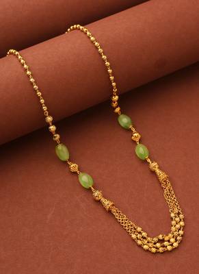 Gold Necklace With Green beads 1