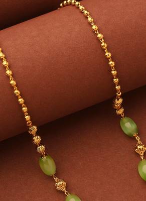 Gold Necklace With Green beads 4