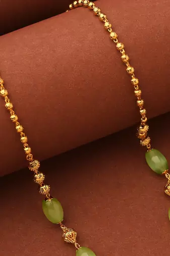 Gold Necklace With Green beads