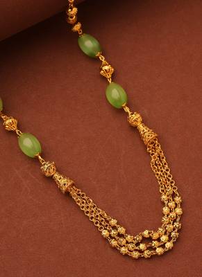 Gold Necklace With Green beads 5
