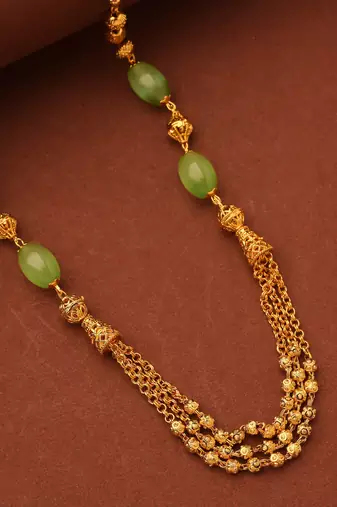 Gold Necklace With Green beads