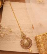 Pink studded jewellery alloy maang tikka