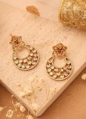 Gold Plated Earrings with American Stones 1