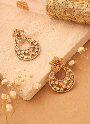 Gold Plated Earrings with American Stones 2