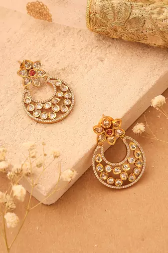 Gold Plated Earrings with American Stones