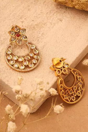 Gold Plated Earrings with American Stones