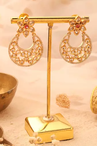 Gold Plated Earrings with American Stones