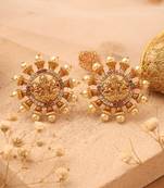 Gold Stud Earrings with Laxmi Motif