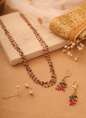 Multicolour Beaded Stone Multi-Layer Necklace Set 1