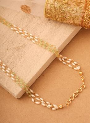 Multi-Layer Necklace Set with White and Mint Green Beaded Stones 2