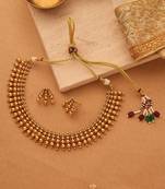 Gold-Plated South Indian Temple Jewellery Necklace Set