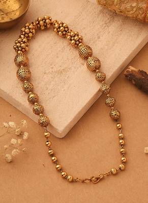 Gold Plated Beaded Necklace Set - Alloy Antique Temple Jewelry 2