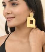 Gold tone long earrings for women