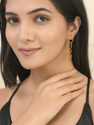 Gold tone long circle earrings 1