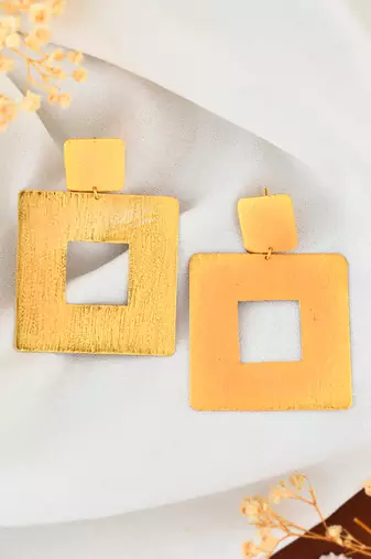 Gold tone long earrings for women