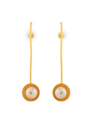 White pearl and gold plated long earring 4