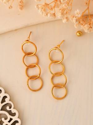 Gold tone long circle earrings 2