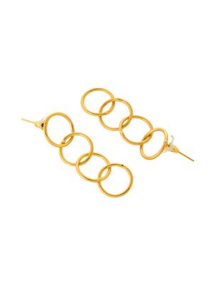 Gold tone long circle earrings 3