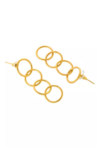 Gold tone long circle earrings