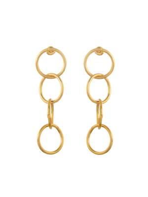 Gold tone long circle earrings 4