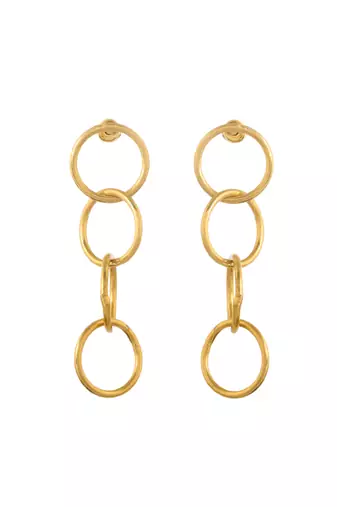 Gold tone long circle earrings