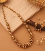 Gold Plated Beaded Necklace Set - Alloy Antique Temple Jewelry