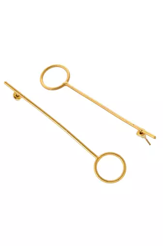 Gold plated long earrings for women