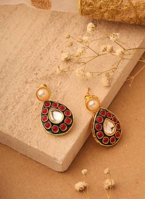 Long Double Pearl Necklace Set with Kundan Stone Pendant 2