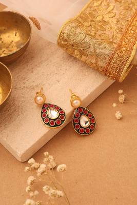 Long Pearl Necklace Set with Kundan Stone Pendant 2