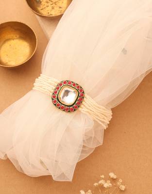 Pearl Choker with Square Kundan Stone Pendant 1