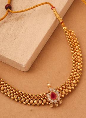 Classiques Ruby Stone Studded Tushi Gold Plated Necklace 2