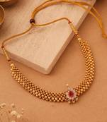 Classiques Ruby Stone Studded Tushi Gold Plated Necklace