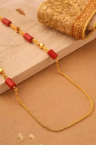 Divine Grace Red Bead & Lakshmi Pendant Necklace