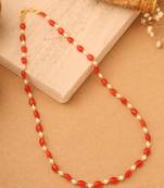 Sunset Radiance Oval Stone & Pearl Necklace