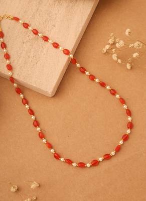 Sunset Radiance Oval Stone & Pearl Necklace 3